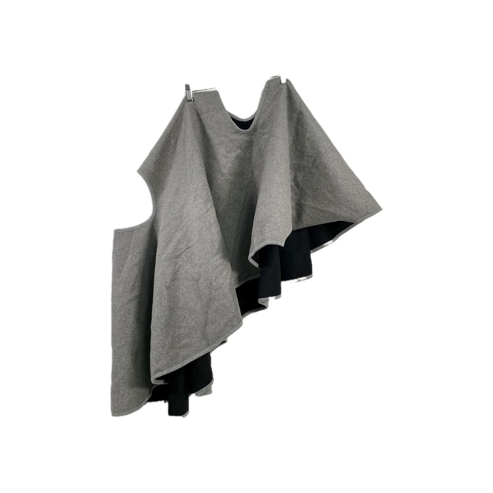 Ann Taylor Factory Poncho Womens One Size Gray Black Reversible Cape Wrap Heavy‎